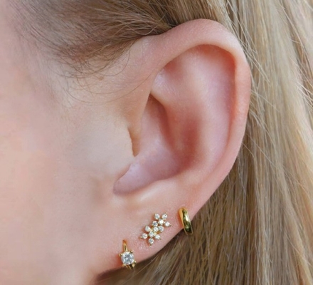 Classico stile doppi fiori spalla schiena piatta spalla 925 orecchini in argento sterling per ragazze
