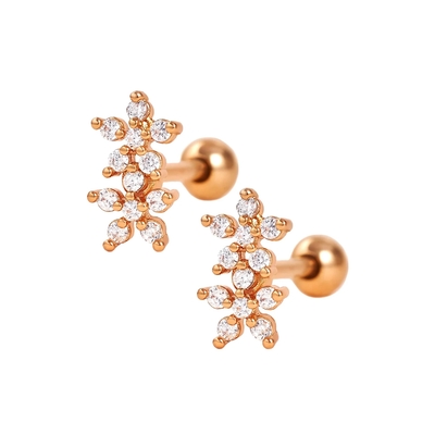 Classico stile doppi fiori spalla schiena piatta spalla 925 orecchini in argento sterling per ragazze