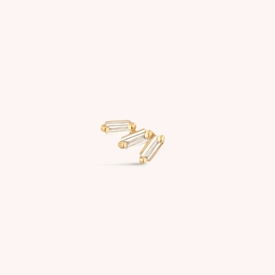 Triplici orecchini di zircone bianco cubo a filo a schiena piatta 925 Sterling Silver Express Shipping