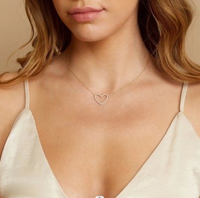 925 Sterling Silver Pave Diamond Love Necklace per ragazza Amica Apprezzamento da parte di terzi