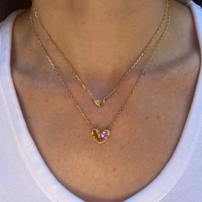 Fine 18K Gold Plated White Pear Shape CZ Sweetheart 925 Sterling Silver Necklace for Women