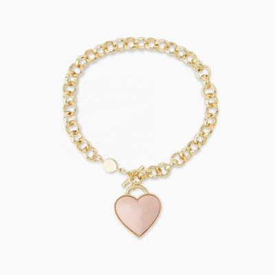 925 Sterling Silver Heart Charm Bracelet in rosa chic per ragazze Delicate gioielli