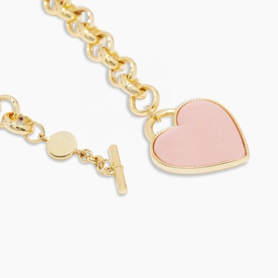 925 Sterling Silver Heart Charm Bracelet in rosa chic per ragazze Delicate gioielli