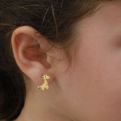 Tecnologia micro inserimento Argento Sterling Gioielli per bambini Giraffe Stud Orecchini