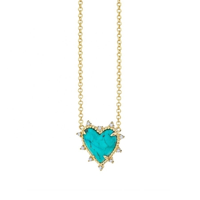 925 Sterling Silver Chain Gioielli Diamante E Turchese Cuore Twist Collare Senza Perla