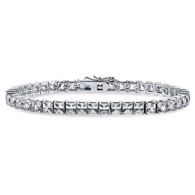 Unisex Manifattura 18K Oro Hip Hop Ghiacciato Taglio Quadrato Diamante CZ 925 Sterling Argento Impilazione Tenis Braccialetto