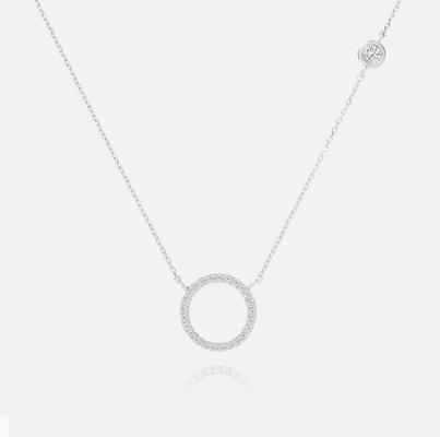Collare per donne S925 Silver Circle Pendant