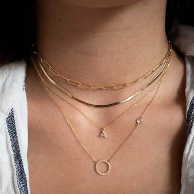 Collare per donne S925 Silver Circle Pendant