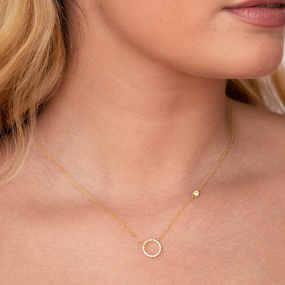 Collare per donne S925 Silver Circle Pendant