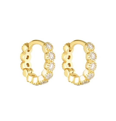 18K Gold Plated Baby Emerald CZ Huggie Orecchini Per Ragazze Gioielli Di Ogni Giorno