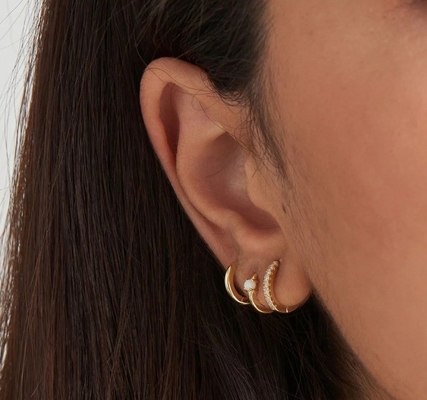 Basic 18K Gold Plated Simply Stacking Huggies ECO-Friendly 925 Sterling Silver Jewelry