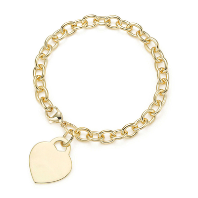 Braccialetto maschile 925 Sterling Silver Heart Charm Grande per look sofisticato 15x15mm