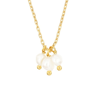 925 Sterling Silver Tre Perle d'Acqua Dolce Colletto per Donne 16&quot; 1&quot; 1