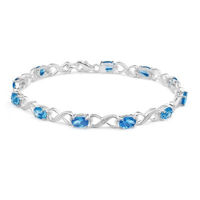 925 Silver Infinity Blue Topaz CZ Tennis Bracelet Length 6.25 inches for Chic Fashion