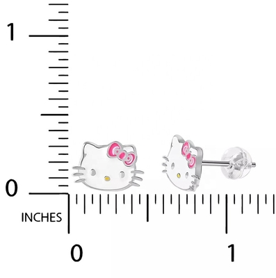 Orecchini in oro rivestito di Hello Kitty per ragazze in 925 sterling silver