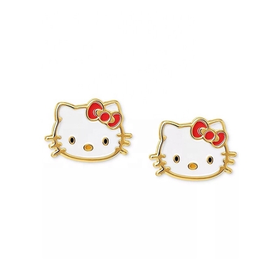 Orecchini in oro rivestito di Hello Kitty per ragazze in 925 sterling silver