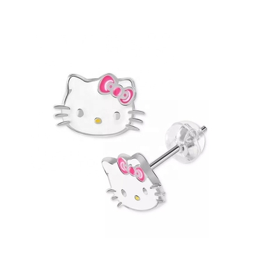 Orecchini in oro rivestito di Hello Kitty per ragazze in 925 sterling silver