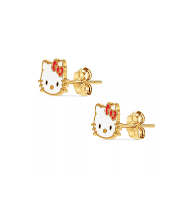 Orecchini in oro rivestito di Hello Kitty per ragazze in 925 sterling silver