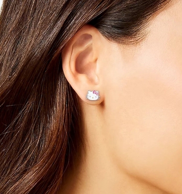 Orecchini in oro rivestito di Hello Kitty per ragazze in 925 sterling silver