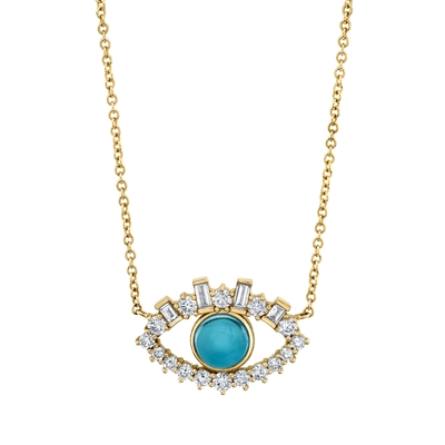 18K oro placcato baguette cubo zircone 925 sterling argento donna occhio cattivo collana