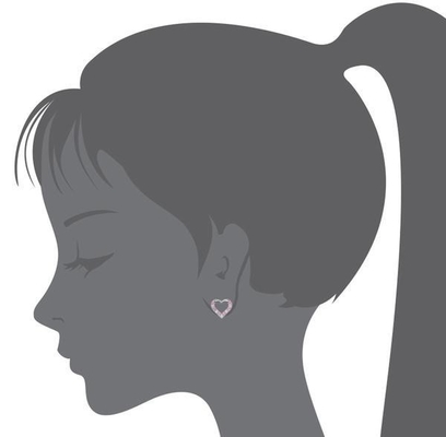 Micro Insert Heart Ricci d'orecchio a vite rosa per bambini in 925 sterling silver