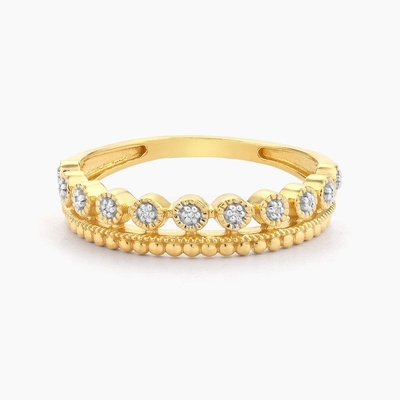 925 Sterling Silver CLASSIC Style Ingrosso Anello femminile impilabile con perline dorate