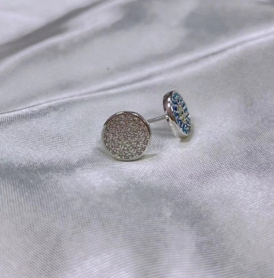 Cerchio ZIRCON 18K Dorato Micron Pave CZ Occhio Turkiye Design Stud Orecchino 925 Sterling Silver