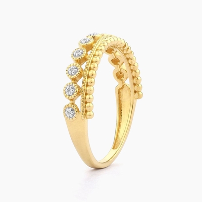 925 Sterling Silver CLASSIC Style Ingrosso Anello femminile impilabile con perline dorate