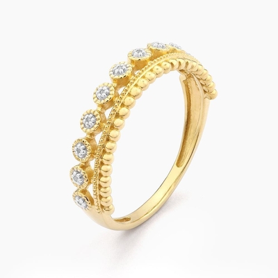 925 Sterling Silver CLASSIC Style Ingrosso Anello femminile impilabile con perline dorate