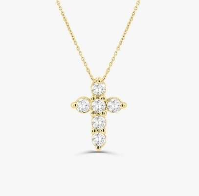 Collare di croce di diamante in pietra druzia, con taglio rotondo e brillante 925 collante di croce d'argento