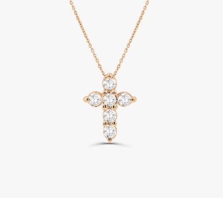 Collare di croce di diamante in pietra druzia, con taglio rotondo e brillante 925 collante di croce d'argento