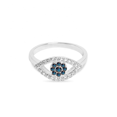 Dimensioni personalizzate 925 Sterling Silver Cutout Pave Inlaid Eye Ring con 18K Gold Plating
