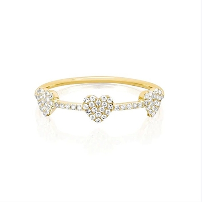 18K oro placcato 925 sterling argento tre micro Pave cuore anello per donne ed elegante