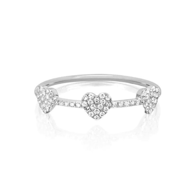 18K oro placcato 925 sterling argento tre micro Pave cuore anello per donne ed elegante