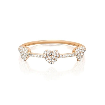 18K oro placcato 925 sterling argento tre micro Pave cuore anello per donne ed elegante