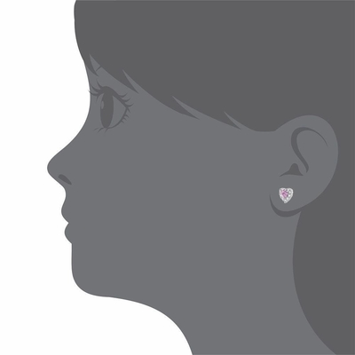 Rose Gold Plated Heart Pink CZ Screw Back Stud orecchini per bambini in 925 sterling silver