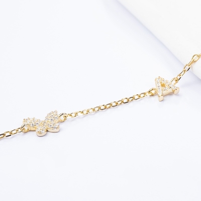 Collare Mini 18K Oro Bianco Micron Pave CZ Butterfly 925 Pendente d'Argento Sterling