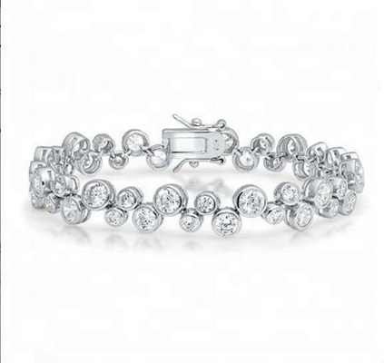Braccialetto da tennis in argento sterling 925 con opzione di impostazione in pietra bianca CZ e bezel