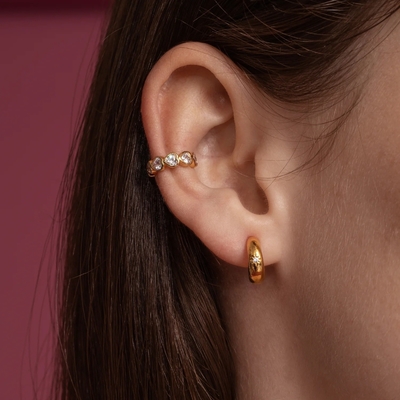 Tipo di certificato Valutazione da parte di terzi 925 Sterling Silver North Star Half Hoop Earrings