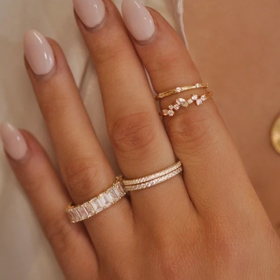 Anello per donne in oro da 18 carati, set in argento sterling 925