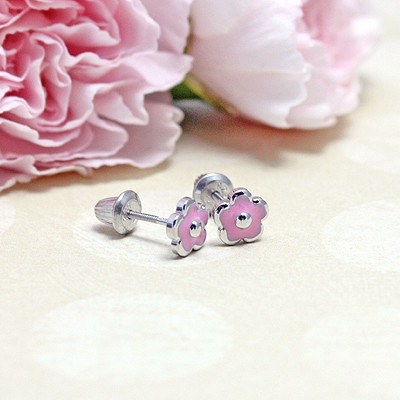 Carino, di tendenza, rosa, fiore, smalto, cervello, orologio, design in argento, 925 sterling