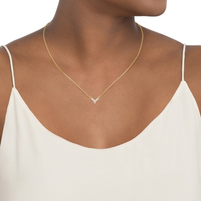 18K oro placcato gioielli a forma di V per donne 925 Sterling Silver Necklace
