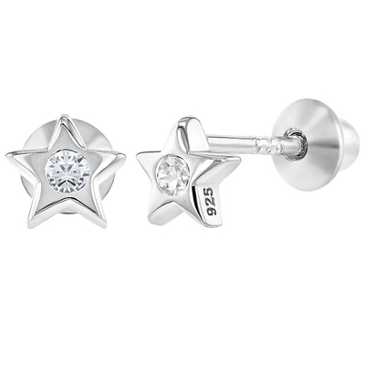 Altre occasioni Piccola stella rosa cubo zircone Bambine ragazze avvitare indietro Stud 925 Sterling orecchini d'argento