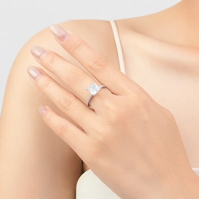 Eleganti anelli da sposa in argento sterling 925 tagliati al ghiaccio