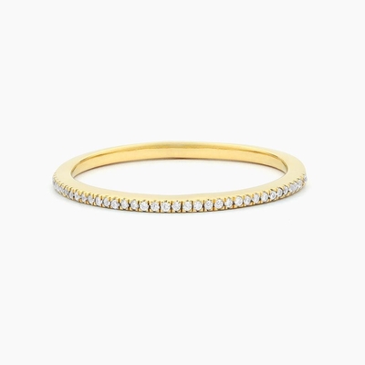 Articolo caldo 18K oro placcato Mezza eternità impilabile 925 sterling argento femminile anello band
