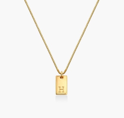 Baguette 18K D'oro Riempito Pendente Personale Manifatto di ottone Pendente Collare