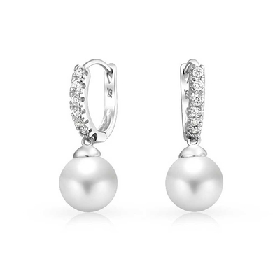 Orecchini per pendenti in zirconia cubica per perla da 10 mm