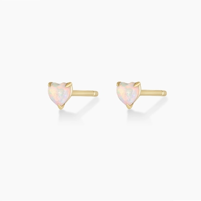 Prong Setting Opal Heart Stud Orecchini 925 Sterling Silver Dainty 18K Dorato