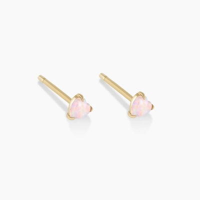 Prong Setting Opal Heart Stud Orecchini 925 Sterling Silver Dainty 18K Dorato