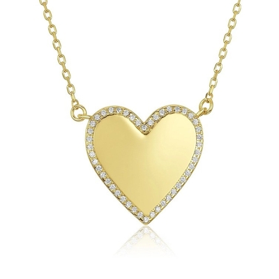 Collare di cuore bianco CZ 16" Collare di cuore d'amore personalizzato